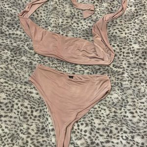 Naked wardrobe high waisted bikini with strapless top L